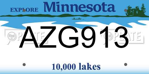 AZG913 Minnesota License Plate