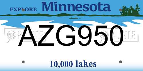 AZG950 Minnesota License Plate
