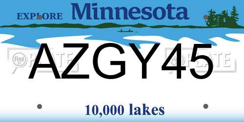 AZGY45 Minnesota License Plate
