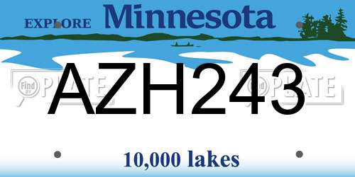 AZH243 Minnesota License Plate