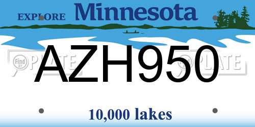 AZH950 Minnesota License Plate
