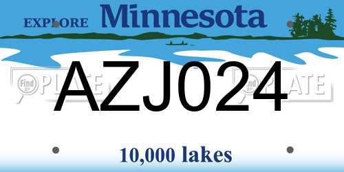 AZJ024 Minnesota License Plate