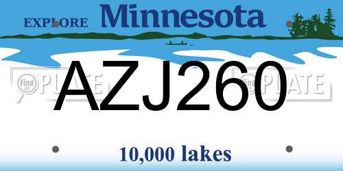 AZJ260 Minnesota License Plate
