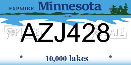 AZJ428 Minnesota License Plate