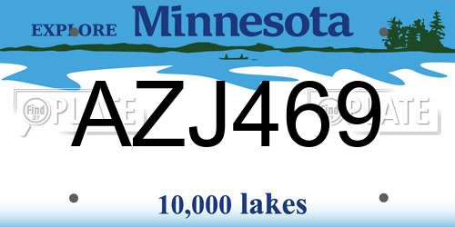 AZJ469 Minnesota License Plate
