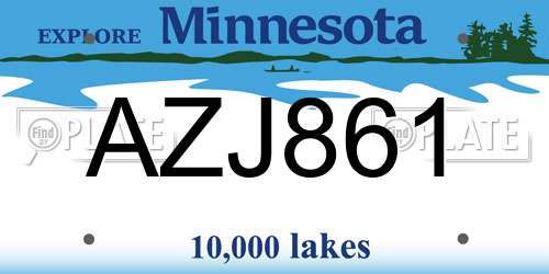 AZJ861 Minnesota License Plate