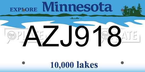 AZJ918 Minnesota License Plate