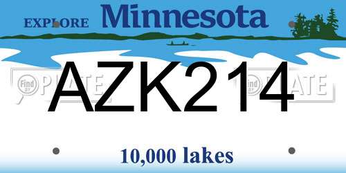 AZK214 Minnesota License Plate