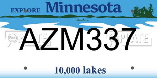 AZM337 Minnesota License Plate