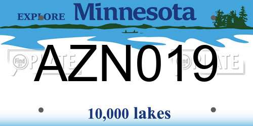 AZN019 Minnesota License Plate