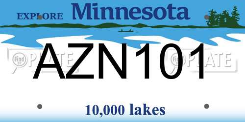 AZN101 Minnesota License Plate