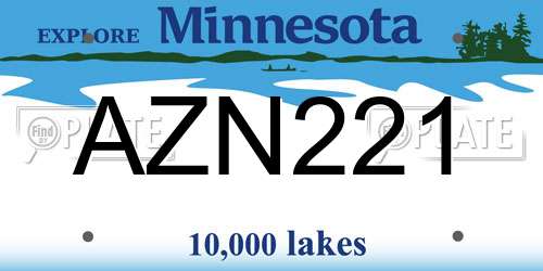 AZN221 Minnesota License Plate
