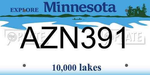 AZN391 Minnesota License Plate