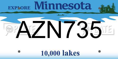 AZN735 Minnesota License Plate