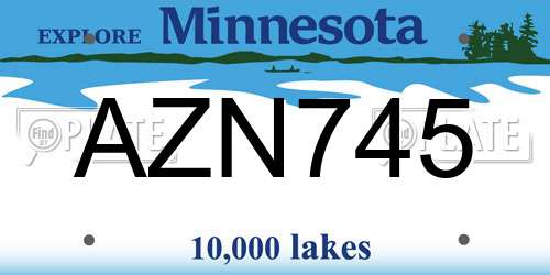AZN745 Minnesota License Plate