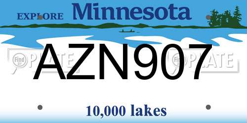 AZN907 Minnesota License Plate