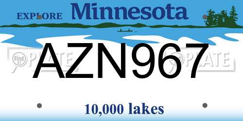 AZN967 Minnesota License Plate
