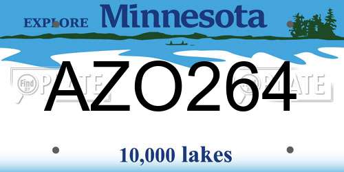 AZO264 Minnesota License Plate