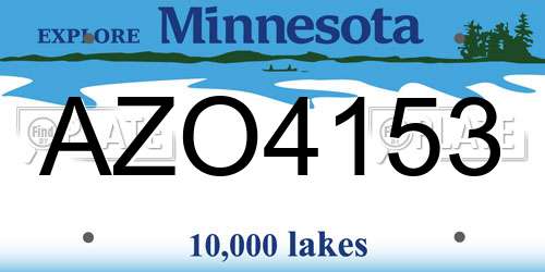 AZO4153 Minnesota License Plate