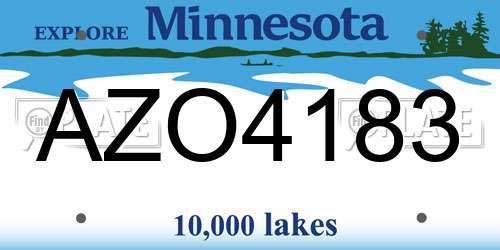 AZO4183 Minnesota License Plate