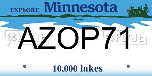 AZOP71 Minnesota License Plate