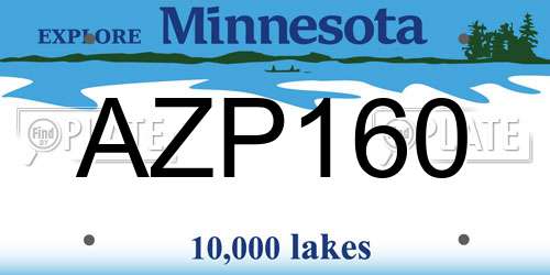 AZP160 Minnesota License Plate