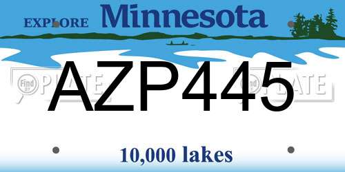 AZP445 Minnesota License Plate