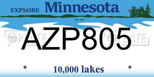AZP805 Minnesota License Plate