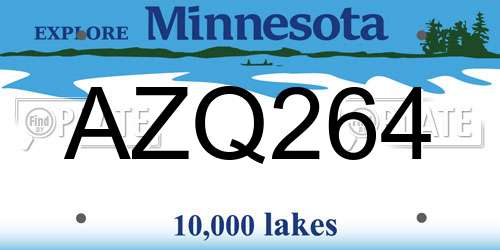 AZQ264 Minnesota License Plate
