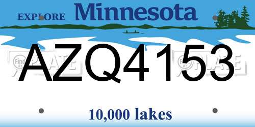 AZQ4153 Minnesota License Plate