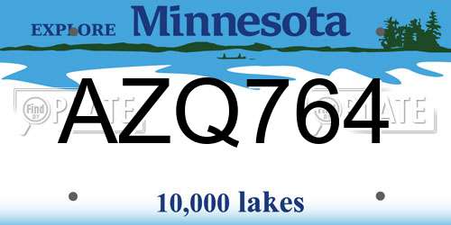 AZQ764 Minnesota License Plate