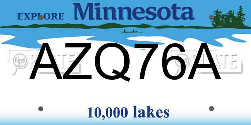 AZQ76A Minnesota License Plate