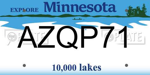 AZQP71 Minnesota License Plate