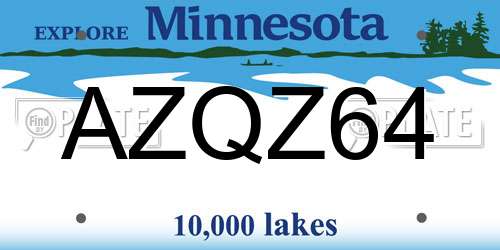 AZQZ64 Minnesota License Plate