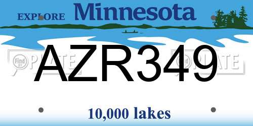 AZR349 Minnesota License Plate