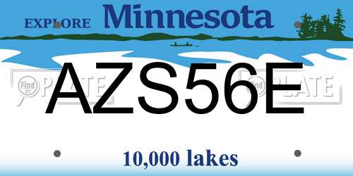 AZS56E Minnesota License Plate