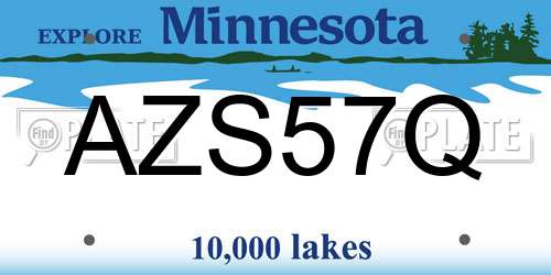 AZS57Q Minnesota License Plate