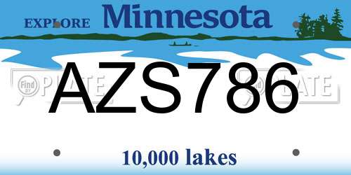 AZS786 Minnesota License Plate