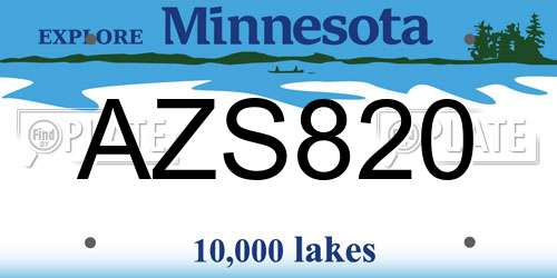 AZS820 Minnesota License Plate