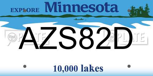 AZS82D Minnesota License Plate