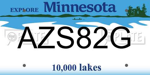 AZS82G Minnesota License Plate