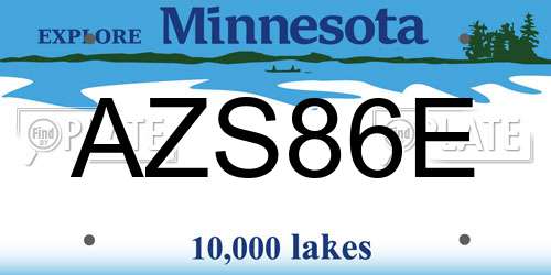 AZS86E Minnesota License Plate