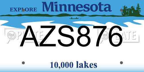 AZS876 Minnesota License Plate