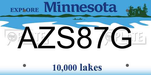 AZS87G Minnesota License Plate
