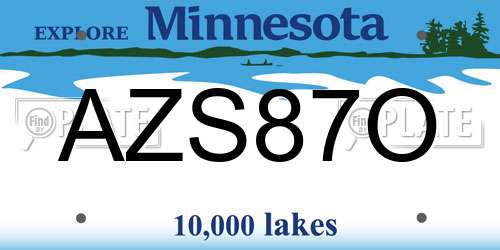 AZS87O Minnesota License Plate