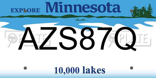 AZS87Q Minnesota License Plate