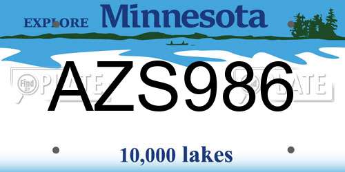 AZS986 Minnesota License Plate
