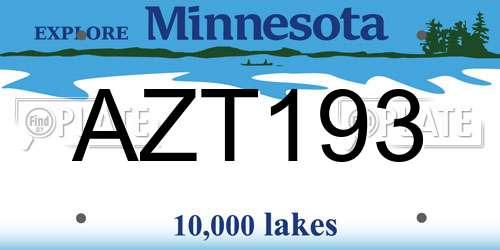 AZT193 Minnesota License Plate