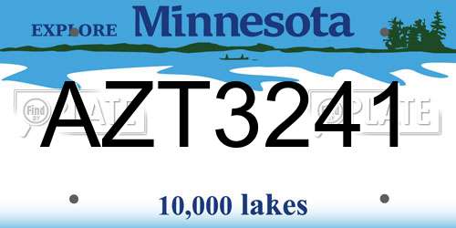 AZT3241 Minnesota License Plate