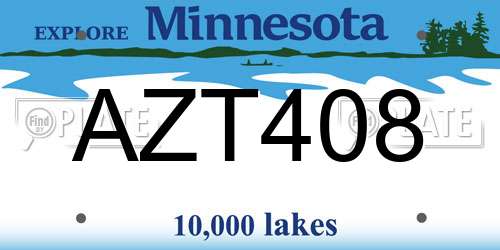 AZT408 Minnesota License Plate